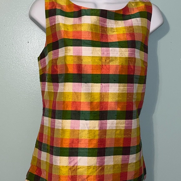 Talbots Blouse Sleeveless  Multi Color Stripes Hidden Side Zipper Size 6 - Picture 3 of 11